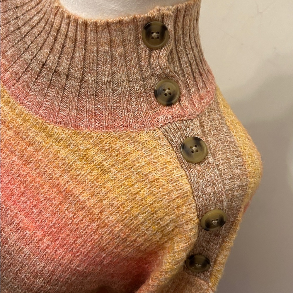 Talbots multicolored mock neck button sweater Siz… - image 3